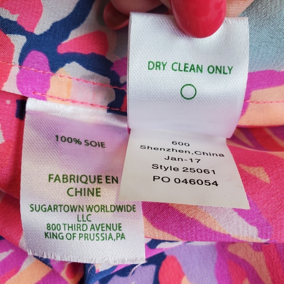 Lilly Pulitzer Lachelle Silk Top Small Serene Blue Big‎ Escapade Tassels S - Picture 10 of 14